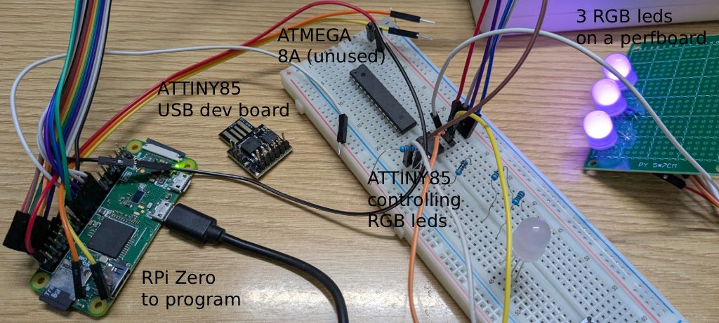 Lamp on breadboard and perfboard