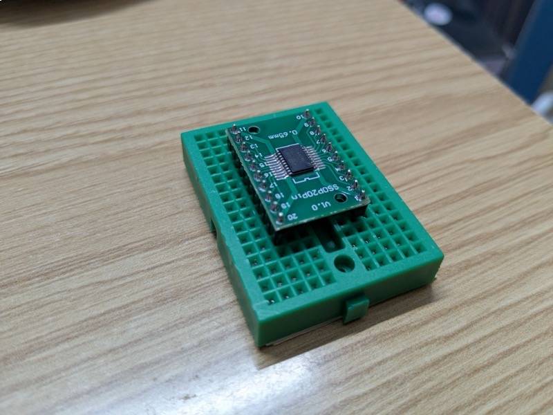 Adapter to convert TSSOP SMD part to breadboard friendly 2.54mm pinout
